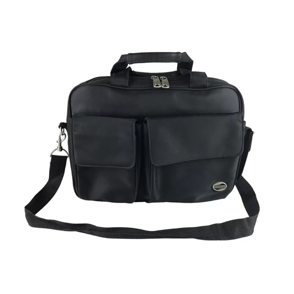 American Tourister Unisex Adults Black Nylon Divider Double Handles Laptop‎ Bag